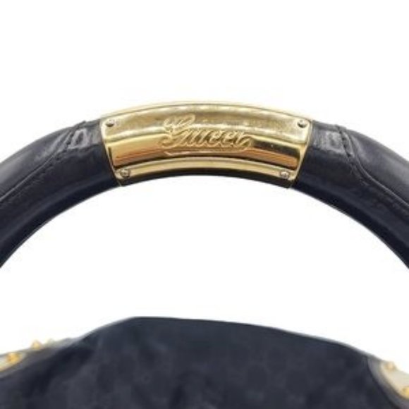 Gucci Guccissima Indy Hobo Bag with Top Handle Bamboo & Tassels Black 177139 - Picture 4 of 12